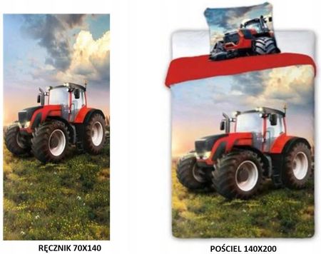 Pościel Dziecięca Traktor 140X200 Czerwony+Ręcznik