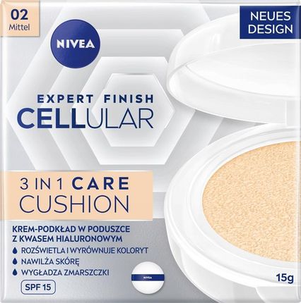 Krem Nivea Cellular Expert Finish 3W1 Care Cushion Przeciwzmarszczkowy -Podkład W Poduszce Kolor Naturalny na dzień 15g