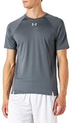 Under Armour Męski oddychający T-shirt UA Qualifier z ultralekkiego materiału, wygodna koszulka sportowa o ściśle przylegającym kroju czarny (Pitch Gr