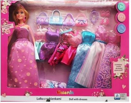 Elefun Toys Lalka Z Sukienkami Torebkami Butami Różowa