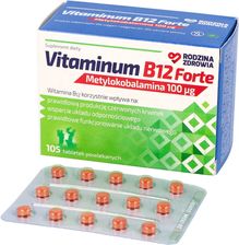 Zdjęcie Vitaminum B12 Forte Metylokobalamina 100ug, 105 tabletek Rodzina Zdrowia  - Pyzdry