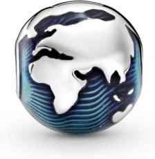 Pandora Globe Clip Charm, jeden rozmiar, Srebro szterlingowe, Enamel