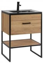 Domotechnika Szafka Z Umywalką Ceramiczną 61X46X17 Cm Meblowa, Czarna Złoty Dąb Craft Loft Cbrooklyn820+Um800360 15027