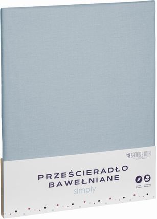 Szaro-Błękitne Prześcieradło Bawełniane 180x200 SIMPLY