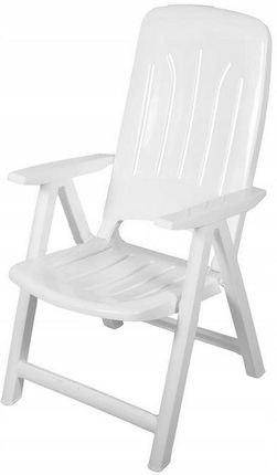 Biały Ogrodowy Leżak Mocny Fotel 5 Pozycji Krzesło