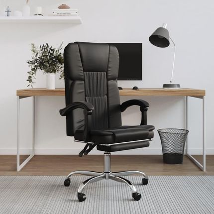 vidaXL Krzesło Biurowe Rozkładany Fotel Biurowy Czarny Sztuczna Skóra (349619)