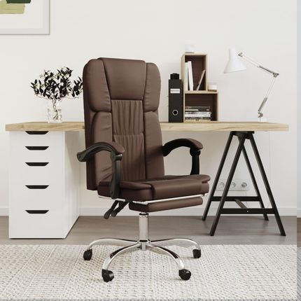 vidaXL Krzesło Biurowe Rozkładany Fotel Biurowy Brązowy Sztuczna Skóra (349620)