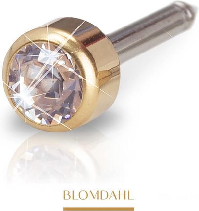 Blomdahl Kolczyk do przekłuwania uszu Bezel Crystal 5 mm złoty tytan medyczny