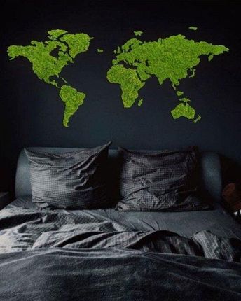Mapa Świata Z Mchu Chrobotka Zielona Obraz 200X100Cm 691