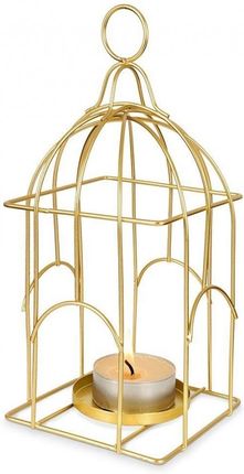 Home Styling Collection Lampion Świecznik Na Świeczkę Tealight Metalowy Złoty Klatka Dla Ptaków 353180