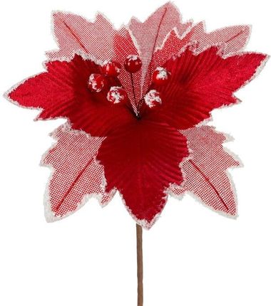 Eurofirany Kwiat Świąteczny Sztuczny Do Wazonu 22X20Cm Czerwony 12Szt. 363554