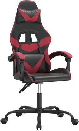 vidaXL Obrotowy fotel gamingowy, czarno-bordowy, sztuczna skóra (349550)