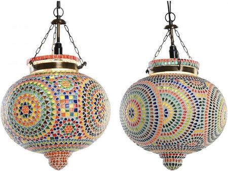 Dkd Home Decor Lampa Sufitowa Szkło Wielokolorowy 25 W (2 Sztuk) (29 X 29 Cm) (S3040055)