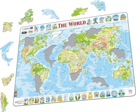 Larsen Puzzle 80El. Mapa Topograficzna Świata