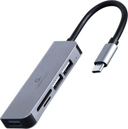 Gembird HUB USB Hub 3-portowy USB-C, USB 2.0x2, USB 3.0, czytnik kart (UHBCMCRU3P1U2P201)