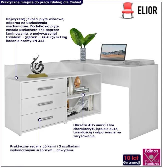 Elior Białe Narożne Biurko Z Komodą Aramis - Opinie i atrakcyjne ceny ...