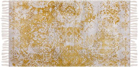 Beliani Dywan Orientalny Do Salonu Prostokątny 80X150 Cm Bawełna Żółto Beżowy Boyali 343367