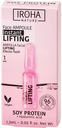 IROHA nature Instant Flash Lifting Face Ampoule liftingująco-ujędrniająca ampułka do twarzy z białkiem sojowym i kwasem hialuronowym 1,5ml