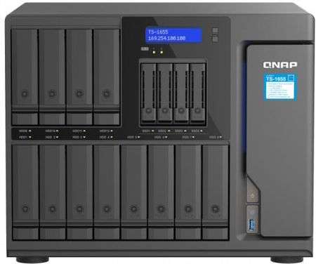 Serwer plików QNAP TS-1655-8G 16-Bay, 8 rdzeniowyIntel Atom C5125  2,8 GHz, 8GB UDIMM DDR4, 2x2,5 GbE LAN, USB 3.2x4, PCIe 3x Gen3 x4, 2x M.2 2280