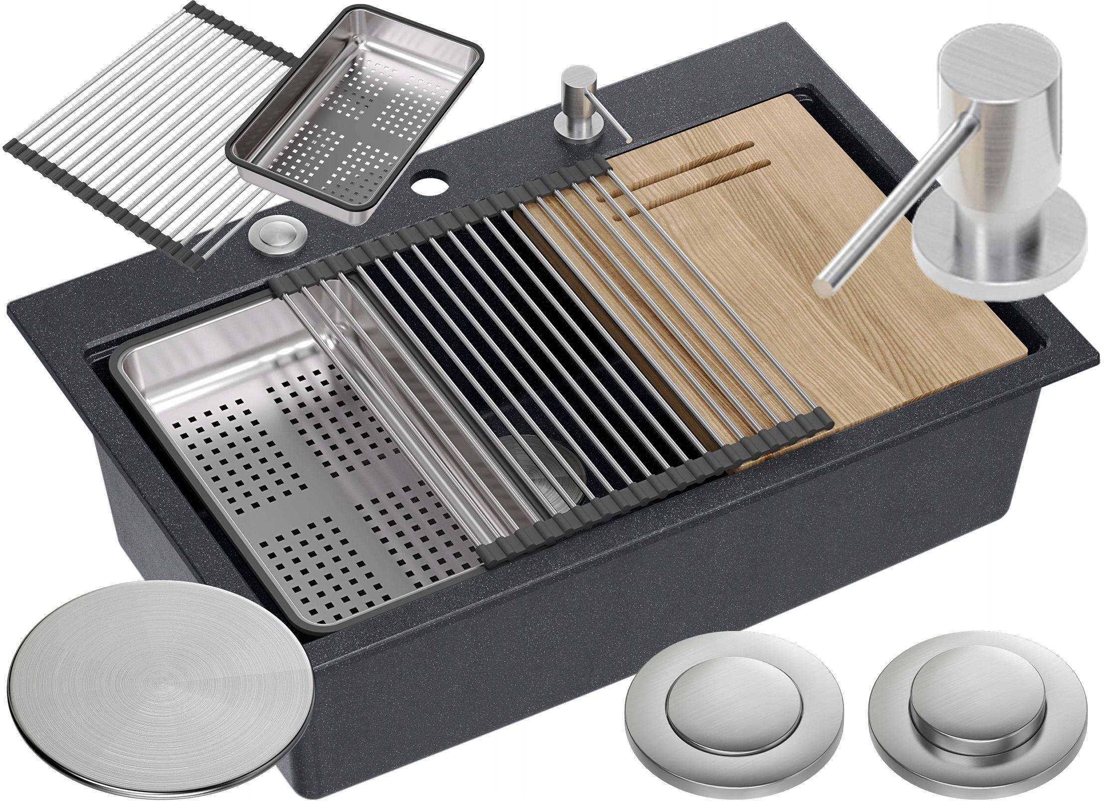 Zlewozmywak Quadron Marc 76x50cm Czarny Stal HQM7650U8BS