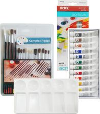 Zdjęcie Zestaw Malarski Pędzle Paletka Farby 12x12 ml - Dolsk
