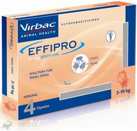 Virbac Effipro Spot On 1Szt S 4X0,67Ml Na Psa O Masie Ciała Od 2 Do 10Kg