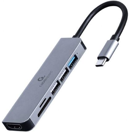 Gembird Adapter wieloportowy USB-C 6w1, HDMI, USB 3.1, USB 2.0x2, czytnik kart