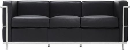 King Home Sofa Trzyosobowa Soft Lc2 Czarna Włoska Skóra Naturalna Metal 64096 (T011A3SBLACK)