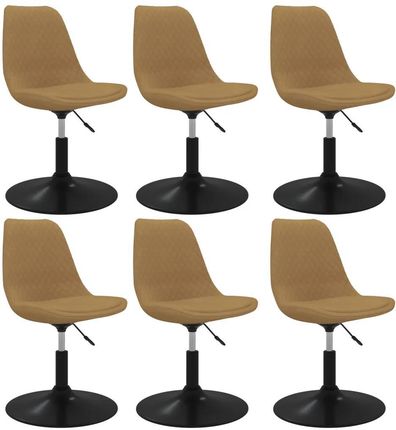 vidaXL Obrotowe Krzesła Stołowe 6 Szt. Brązowe Obite Aksamitem 13452-3085423 (3085423)