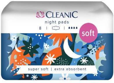 CLEANIC SOFT NIGHT PADS Podpaski higieniczne na noc dla kobiet, 8szt.