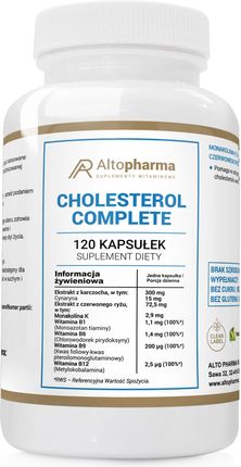ALTO PHARMA Cholesterol Complete (Monakolina K B1 B6 B9 B12) 120 Kapsułek wegetariańskich