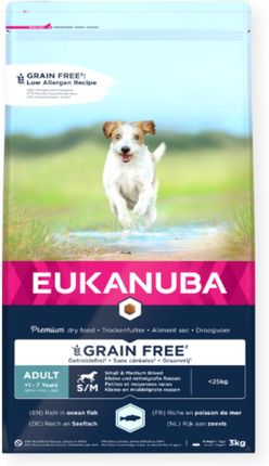 Eukanuba Grain Free Ryba Oceaniczna dla dorosłych psów małych i średnich ras 2x3kg