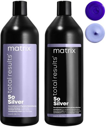 Matrix Zestaw Prezentowy So Silver Szampon Do Włosów Siwych I Blond 1L + Odżywka 1L
