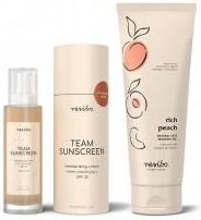 Resibo Rich Peach + Team Sunscreen Zestaw Naturalny Żel Myjący Do Twarzy Z Ekstraktem Z Brzoskwini 125 Ml + Krem Nawilżający Spf30 50 Ml 