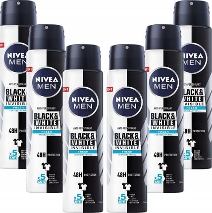 Nivea Men Nivea Antyperspirant męski Black&White 6x250 ml