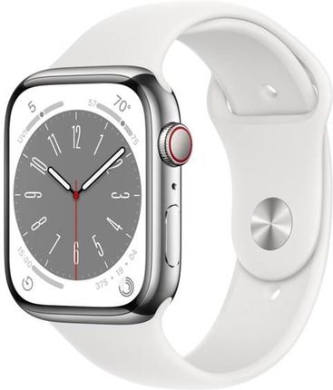 Apple Watch Series 8 Gps + Cellular 45mm Silver Stainless Steel Case With White Sport Band (MNKE3DHA)