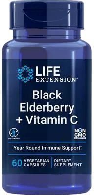 Life Extension Black Elderberry + Vitamin C Czarny Bez Witamina 60 Kaps