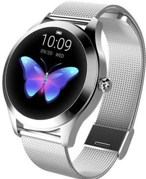 Zegarek Smartwatch damski KINGWEAR KW20 opaska sportowa (srebrny) Opinie  i ceny na
