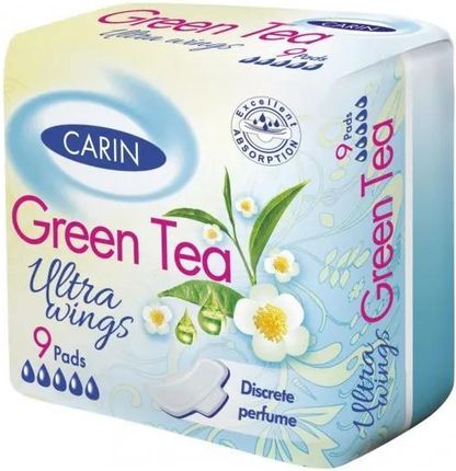 CARIN Podpaski higieniczne ULTRA WINGS GREEN TEA  9 szt.
