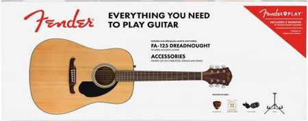 Fender FA-115 Drednought pack V2 Natural gitara akustyczna zestaw