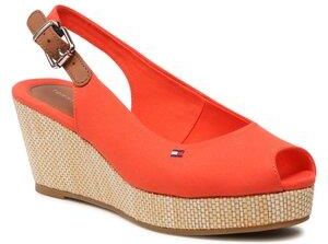 Sandały Tommy Hilfiger - Iconic Elba Sling Back Wedge FW0FW04788 Deep Orange SNX