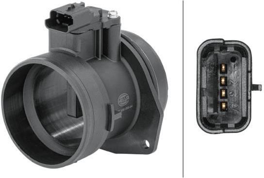 HELLA 8Et 358 095-411 Débitmètre De Masse D'Air 4 Pôles - Compatible Audi A3 A4 A6, VW Golf Passat, Skoda Octavia
