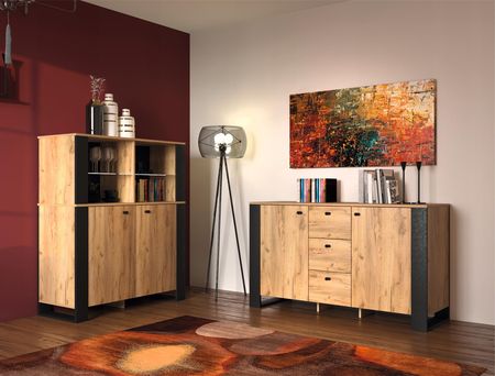 Mebelbos Regał Zamykany Wysoki Z Półkami Wood 12810694885 - zdjęcie 3
