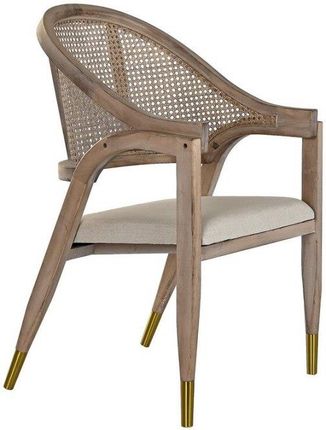 Dkd Home Decor Krzesło Z Podłokietnikami Beżowy Jodła Poliester (59X55X88 Cm) 563983