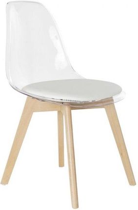 Dkd Home Decor Krzesło Do Jadalni Naturalny Drewno Przezroczysty Biały Poliwęglany (54X47X81 Cm) 552379