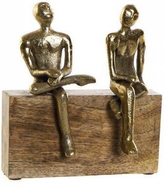 Dkd Home Decor Figurka Dekoracyjna Złoty Aluminium Drewno Mango Ludzie Nowoczesny (17X9X18 Cm) 36250355