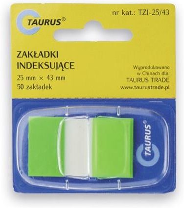 Taurus Zakładki Indeksujące 25Ｘ43Mm Zielone Półprzezroczyste 50 Szt