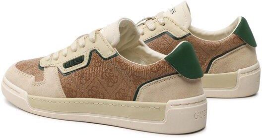 GUESS - Baskets Strave Vintage - Homme - Cuir Laqué - Semelle Caoutchouc 3 Cm - Style Rétro Casual