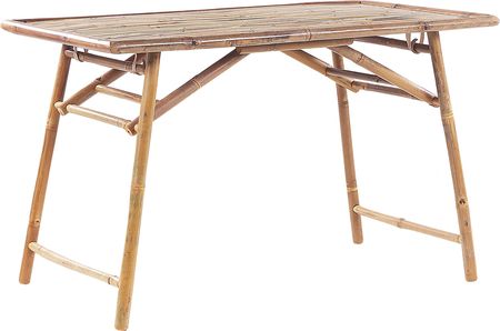 Beliani Stolik Ogrodowy Jasne Drewno Bambusowy Składany 120x70cm Triscina