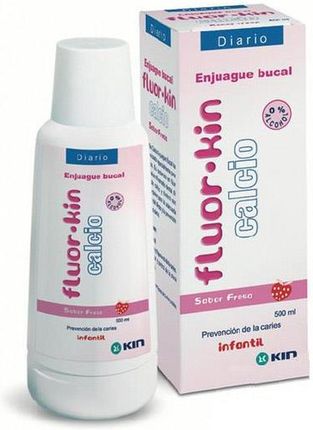 Kin Laboratories FluorKIN Calcium Mouthwash 500ml płukanka dla dzieci o smaku truskawkowym z fluorem